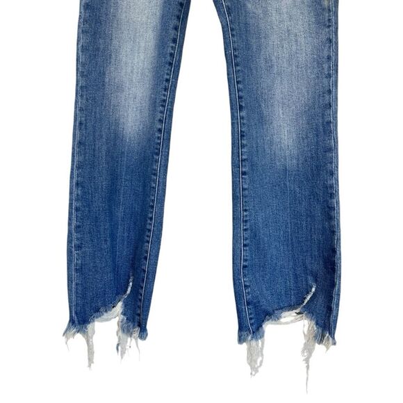 Risen jeans | High Rise Frayed Raw Hem Ankle Medium Wash size 28/7 - Picture 7 of 12